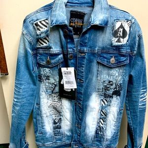 NWT Mens Copper Rivet Affliction Style Denim Jacket